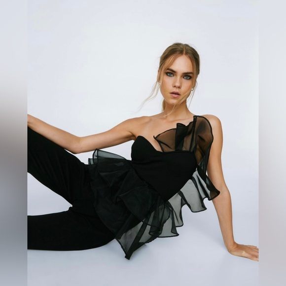 Strapless Jumpsuit with Structured Frill - Picture 4 of 4